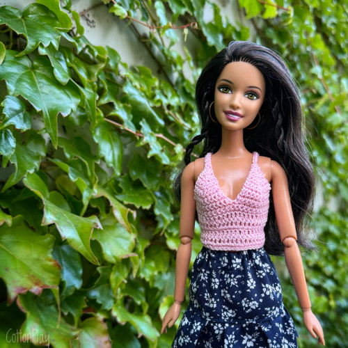 Barbie - světle růžový háčkovaný top