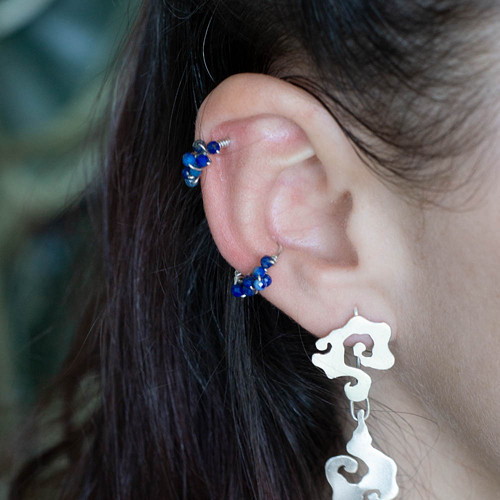 Piercing kroužek do ucha s lazulitem