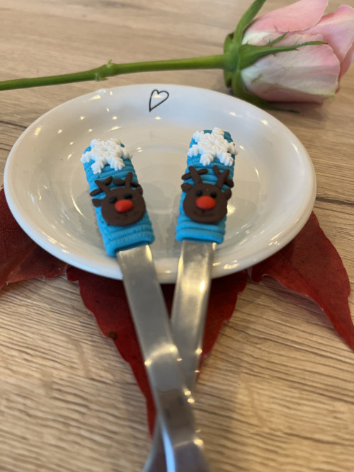 Vánoční lžička - sobík modrá — foto 1