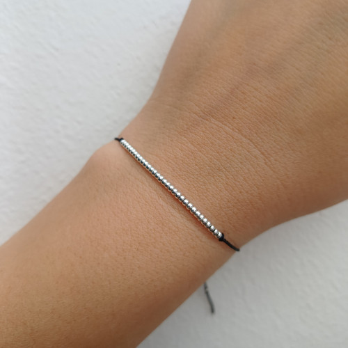 Náramek BASIC SILK Luxury Silver ed. - black
