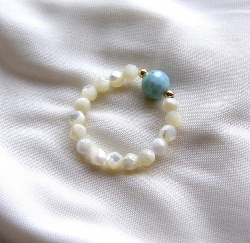 LARIMAR*BROUŠENÁ PERLEŤ 0.3*GF*prsten z minerálu