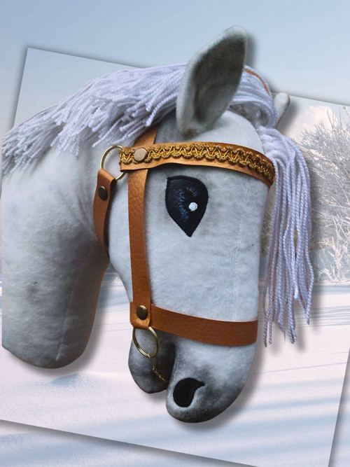 Koženková uzdečka celá zlatá pro Hobby Horse