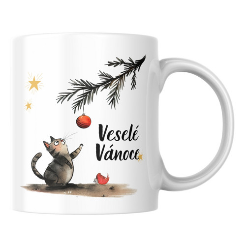 Veselé Vánoce s kočkou - Hrníček