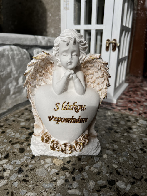 3D Anděl na srdci "S LÁSKOU VZPOMÍNÁME" (velký)-zl