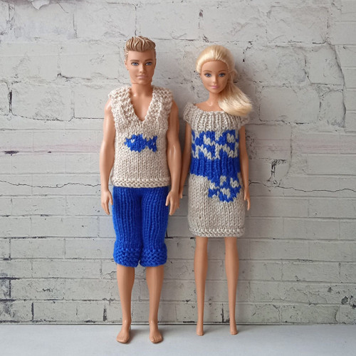Oblečky pro Barbie a Kena - šaty, tričko, kraťasy