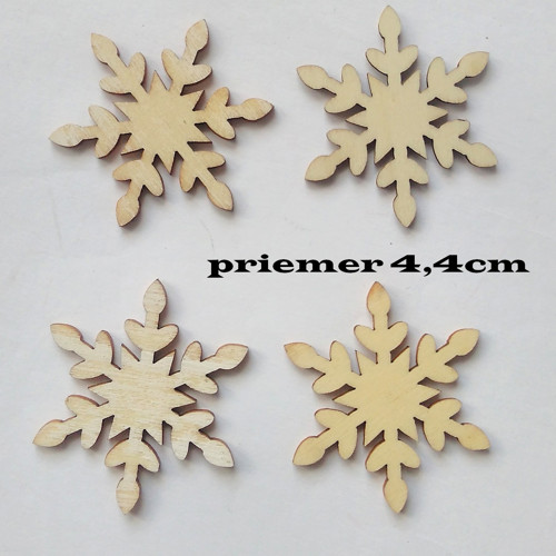 Dřevěný výřez VLOČKA průměr 4,4cm - 1ks