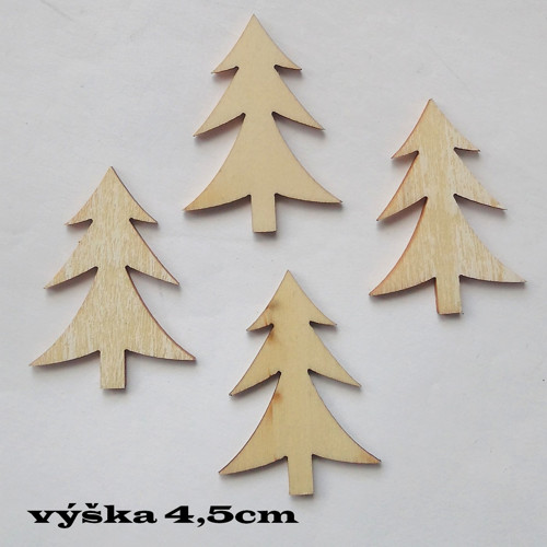 Dřevěný výřez STROMEK výška 4,5cm - 1ks