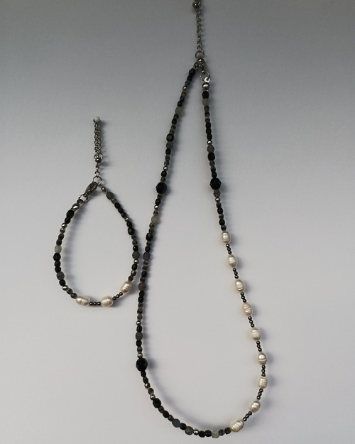 Set: Elegantní/punková perlová asymetrie
