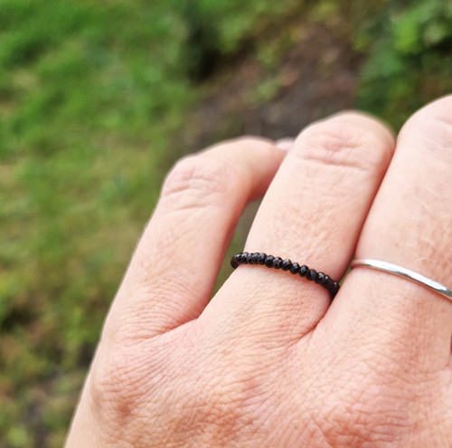 Černý turmalín*skoryl*rondelky*1x2mm*prsten*Ag
