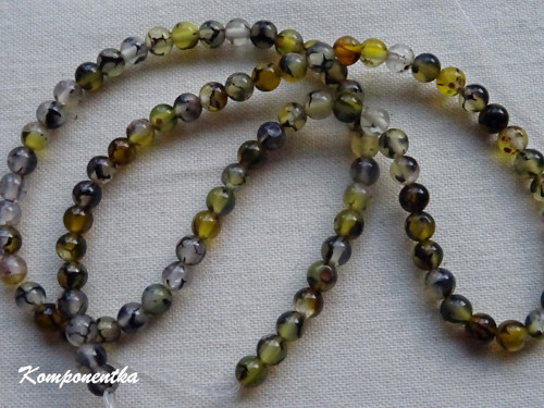 Achát achát dračí žíly zelený 4mm 10kusů