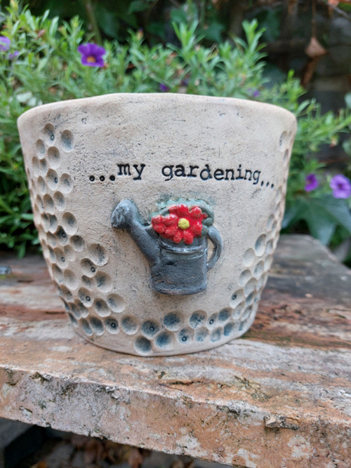 Keramický květník " My gardening" autorský..