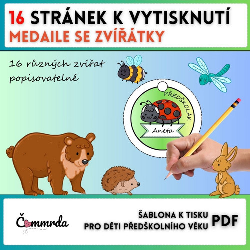 Medaile se zvířátky (PDF k tisku)