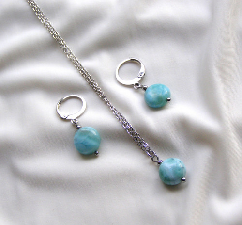 PRAVÝ LARIMAR MINCE 1 cm*náušnice*chir.ocel