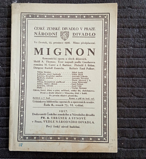 Mignon - opera o 3 jednáních