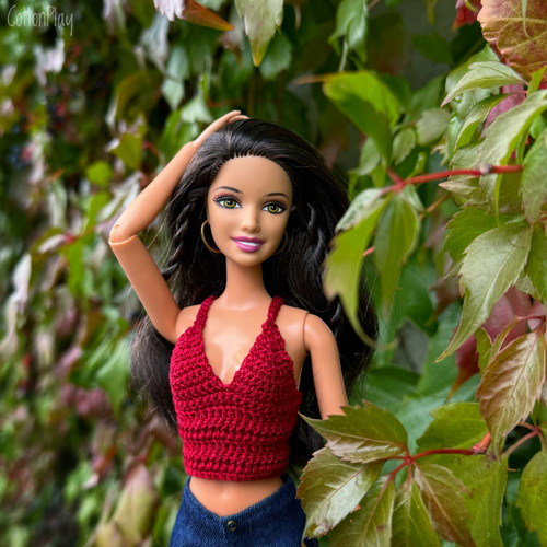 Barbie - vínový háčkovaný top