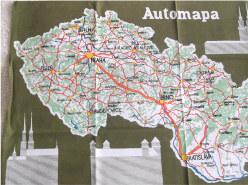 Utěrka , motiv: automapa československo.