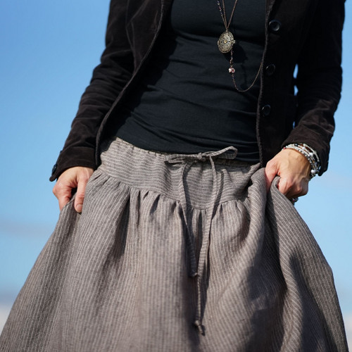 Boho maxi sukně hnědá s proužky