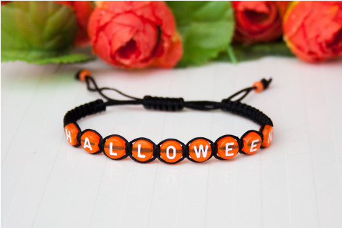 Šnúrkový náramok - Halloween čierna/oranžová