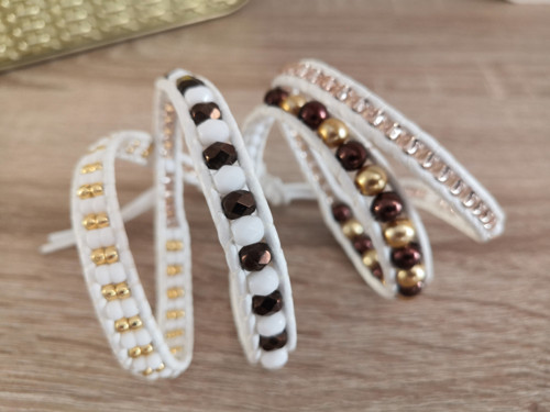 Náramek Wrap Bracelet bílo-hnědo-bronzový