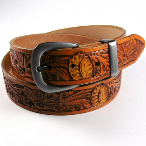 Opasek western 38 medový floral