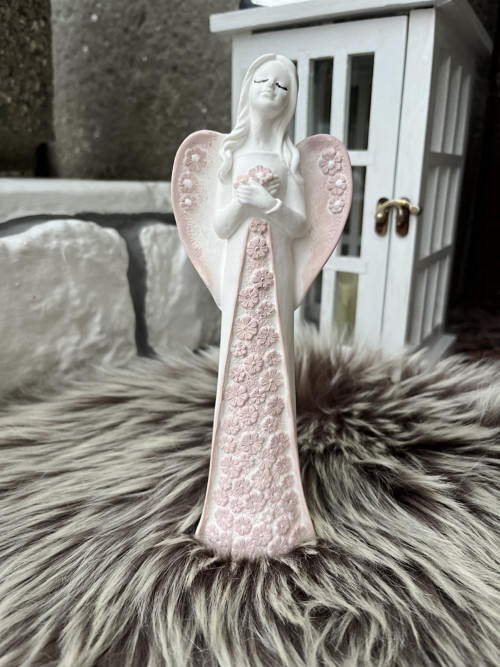 3D Květinová andělka (pudr růžová) - 19 cm