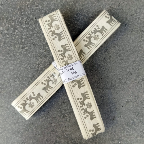 Bavlněná stuha 20mm s jelínkem 3m