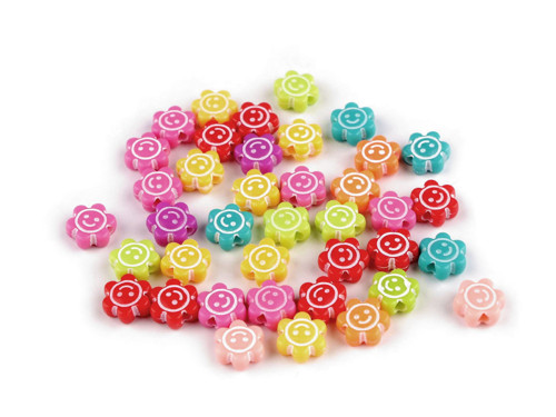 Plastové korálky květ 11 mm (10g) - mix