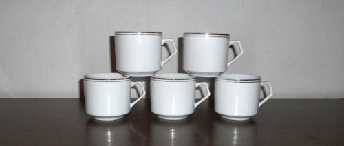 5x porcelánový moka ŠÁLEK, zlacený • SK China