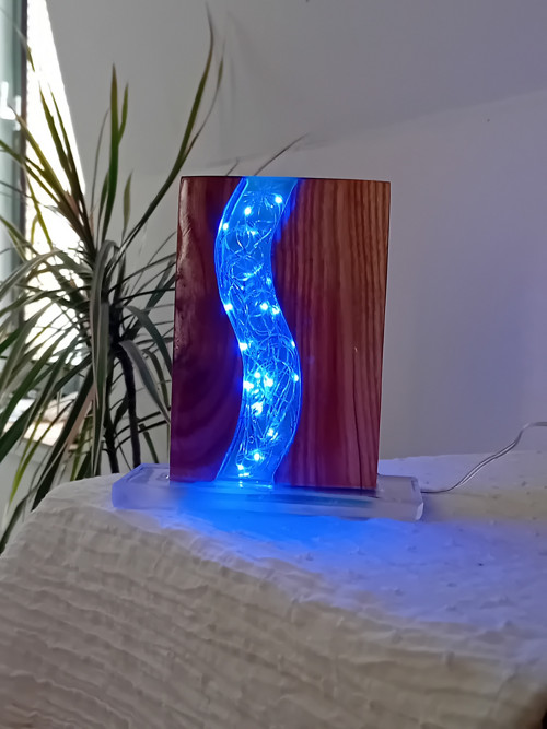 Dřevěná lampa JASANOVÁ MODRÁ — foto 1