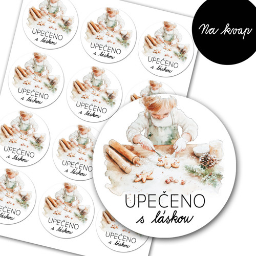 Samolepky vánoční pečení - 6cm/12ks