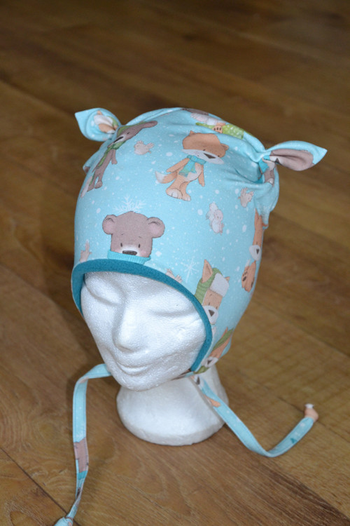 Zimní ušanka na zavazování "zvířátka" vel. 49-52cm