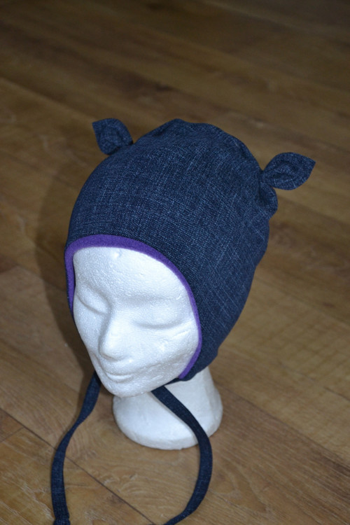 Zimní ušanka na zavazování "jeans" vel. 49-52cm