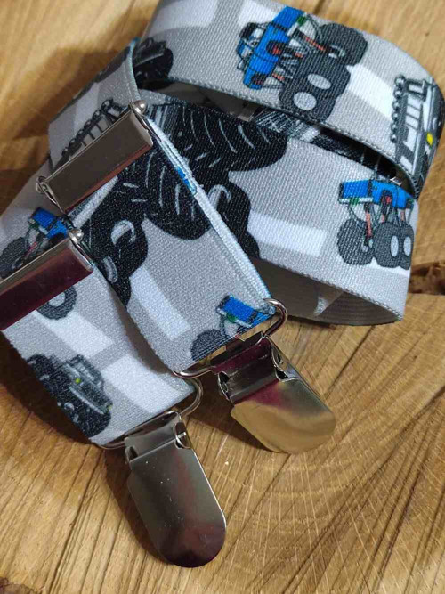Šle dětské, kšandy délky 80 cm cm monster truck