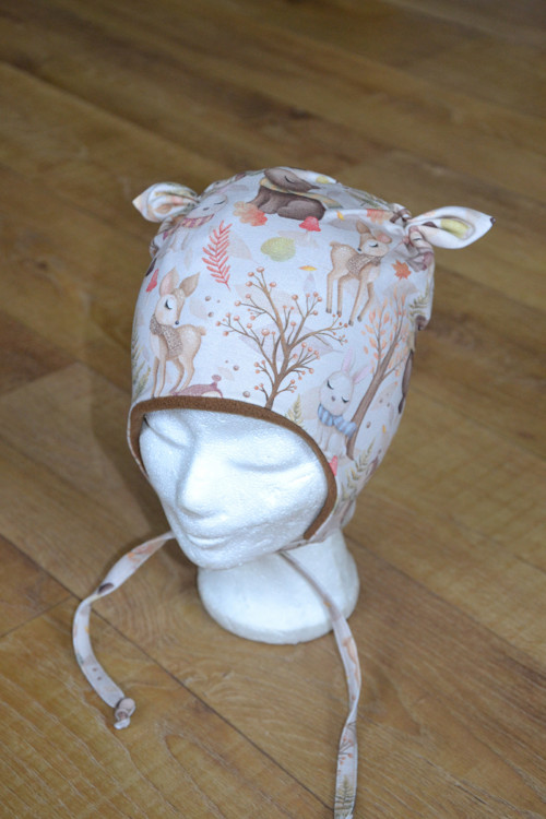Zimní ušanka na zavazování "zvířátka" 49-52/3cm