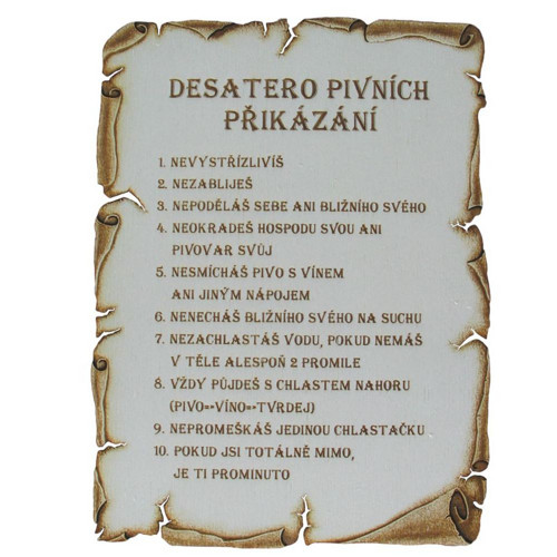 861 / PIVNÍ desatero - pergamen MALÝ