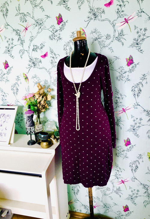 Šaty burgundy dots v úpletu — foto 1