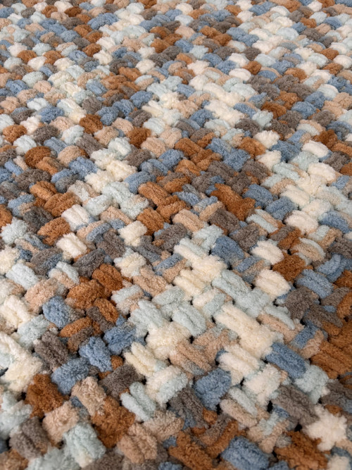 AURA deka Puffy 160x200 cm modro-béžovo-bílá