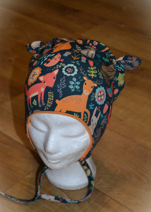 Zimní ušanka na zavazování "zvířátka" 49-52/3cm