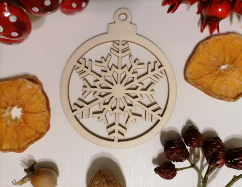 Vánoční koule / baňka s vločkou 8x9,5cm