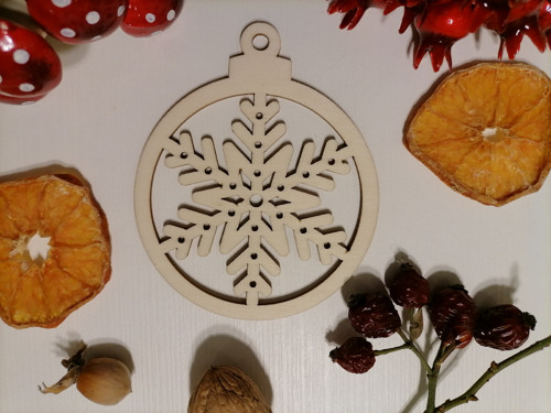 Vánoční koule / baňka s vločkou 8x9,5cm