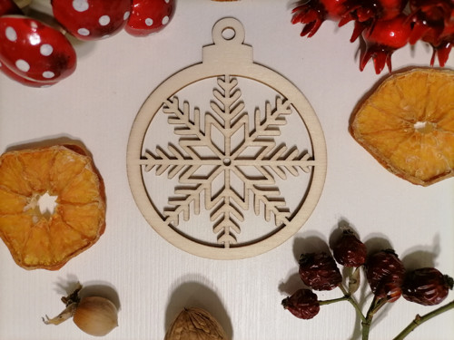 Vánoční koule / baňka s vločkou 8x9,5cm