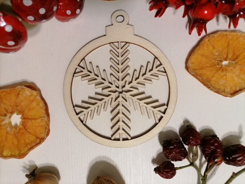 Vánoční koule / baňka s vločkou 8x9,5cm