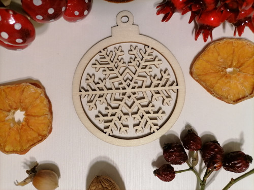 Vánoční koule / baňka s vločkou 8x9,5cm