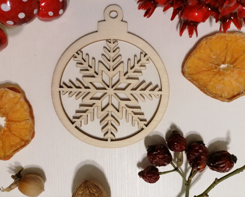 Vánoční koule / baňka s vločkou 8x9,5cm