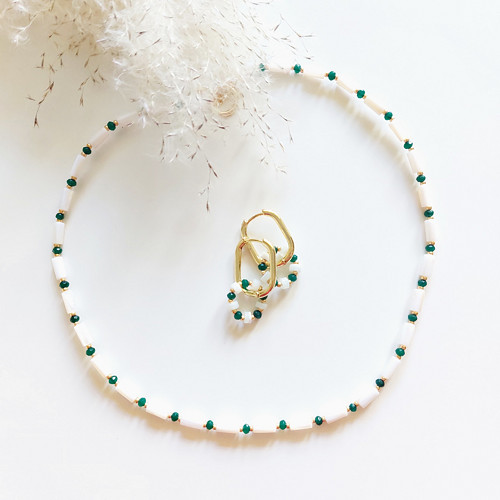 Náhrdelník // choker s minerály • (ocel, achát)