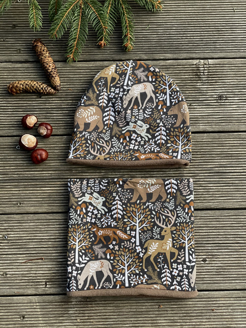 Čepice a nákrčník ZVÍŘÁTKA fleece vel.50