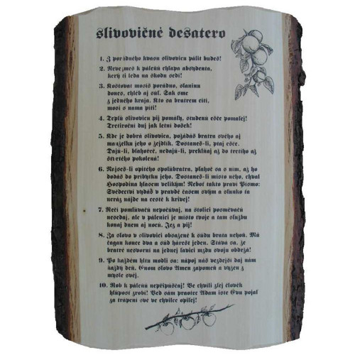 701 / Desatero SLIVOVICE - deska s kůrou