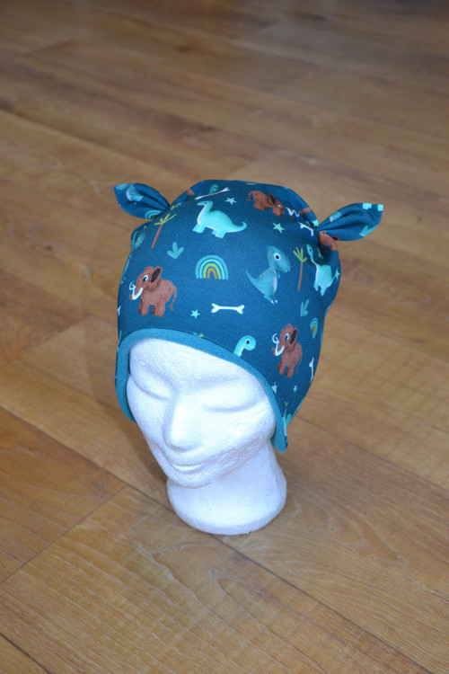 Zimní ušanka "dinosauři a mamuti" 49-52/3cm