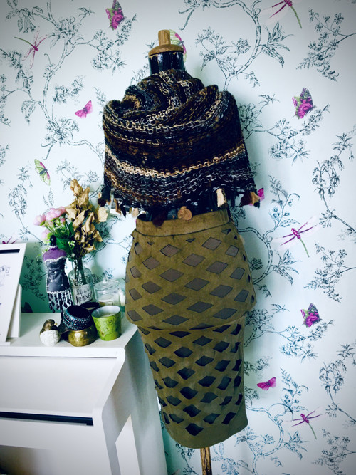 Sukně boho extravagantní v olivové — foto 1