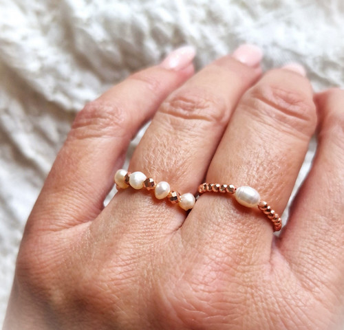 Říční perla*hematit rosegold*minimalist*prsten